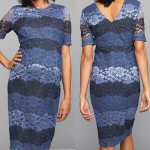 A Pea in the pod Maternity Blue floral Lace formal short sleeve shift dress S